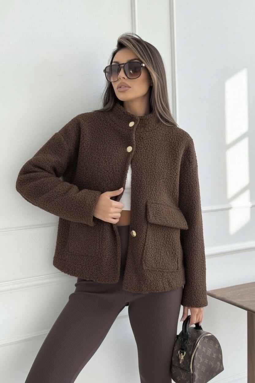 Veste bomber femme couleur rose en matière teddy