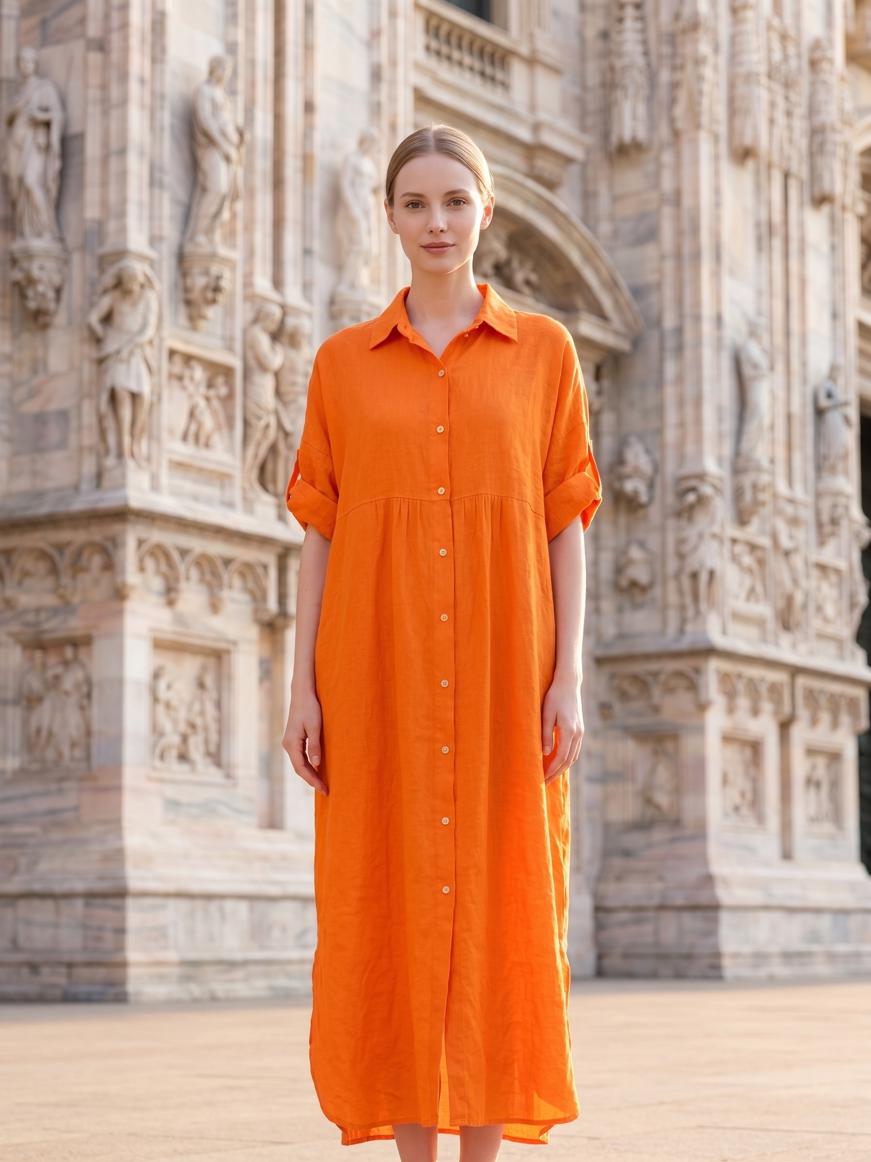 Wholesaler IT FASHION MODA - WOMEN'S LINEN DRESS LONG 125CM WIDE 55CM