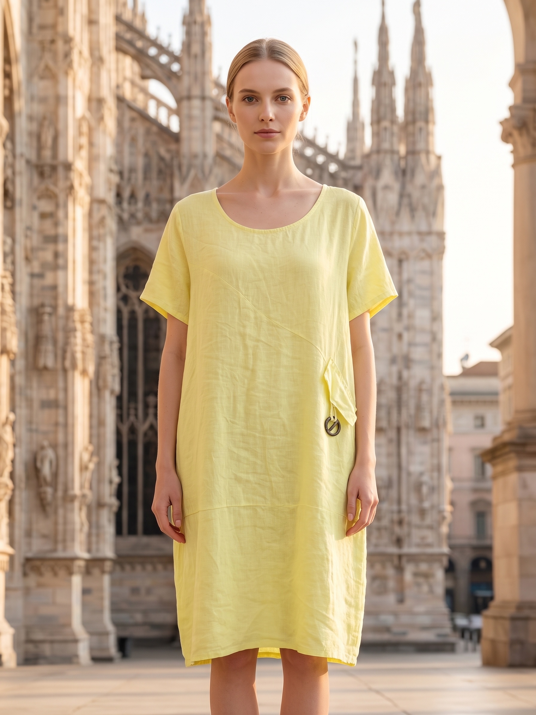 Wholesaler IT FASHION MODA - WOMEN'S LINEN DRESS LONG 100CM WIDE 60CM