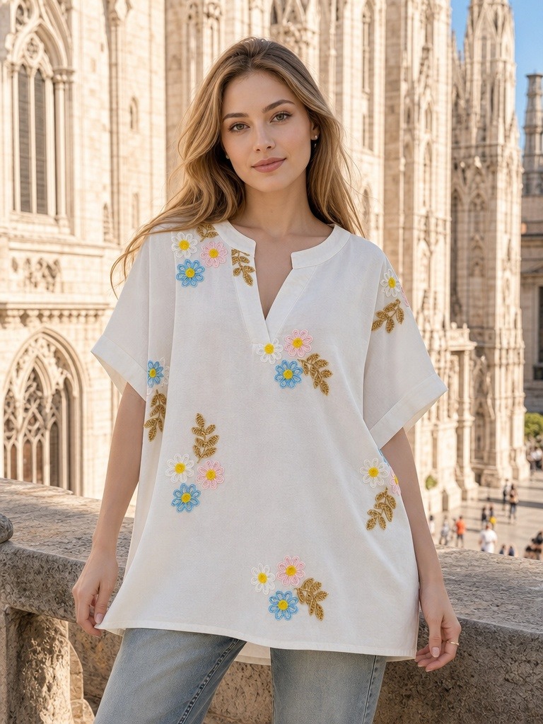 Mayorista IT FASHION MODA - CAMISA DE LINO MEZCLADO ANCHA 60CM LARGA 65CM