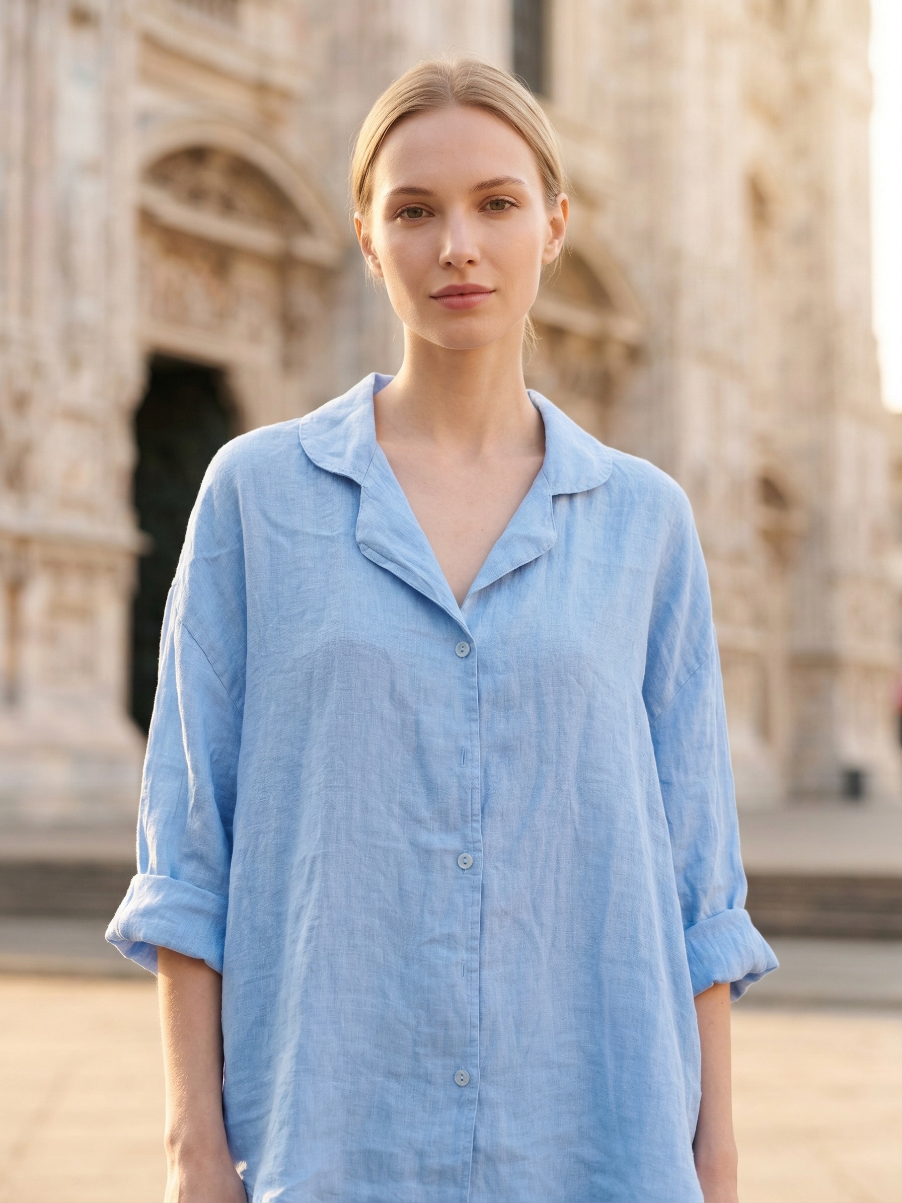 Wholesaler IT FASHION MODA - Women's pure linen shirt, width 60 cm, length 70 cm