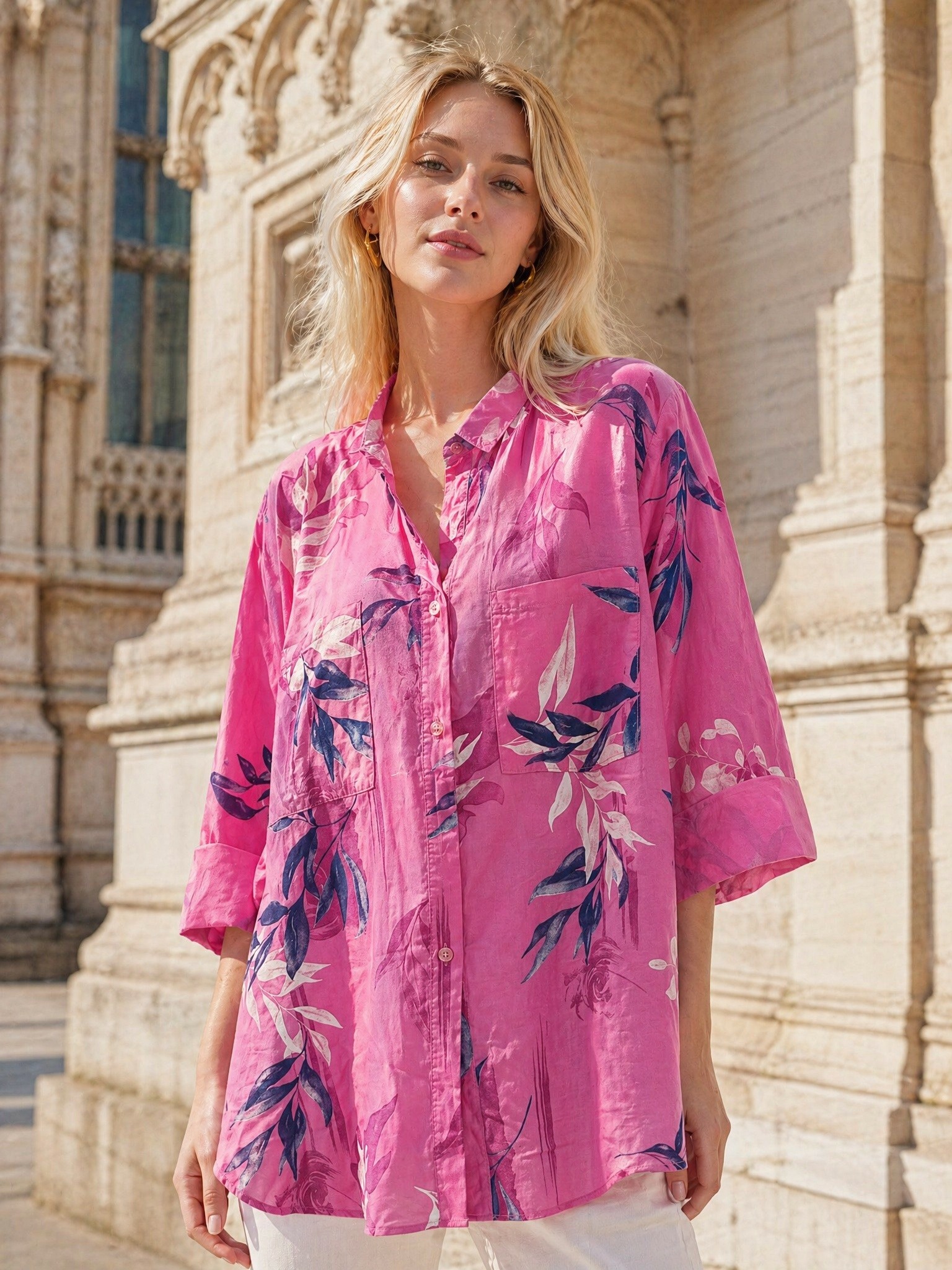 Wholesaler IT FASHION MODA - WOMEN'S COTTON SHIRT WIDE 50CM LONG 70CM
