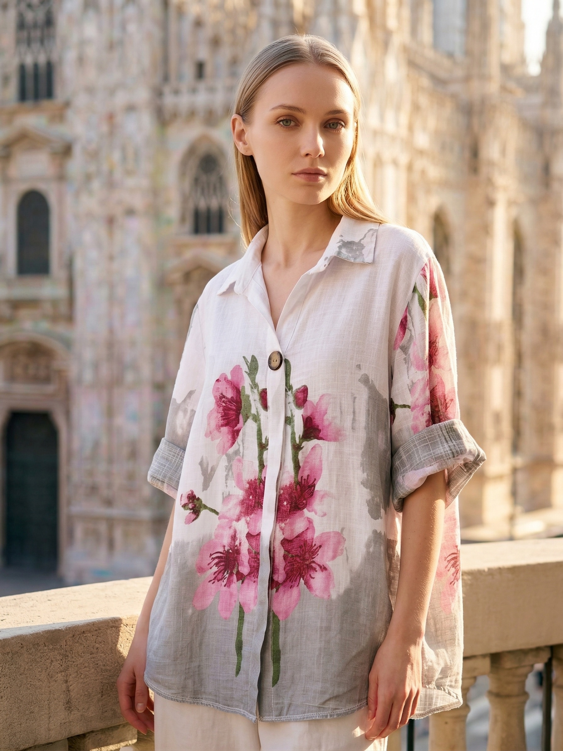 Wholesaler IT FASHION MODA - Pure cotton patterned shirt, 60 cm wide, 70 cm long