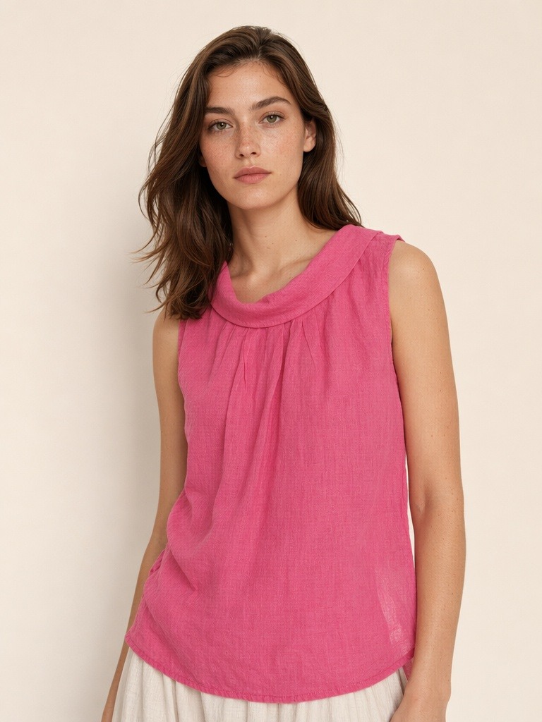 Mayorista IT FASHION MODA - Camiseta sin mangas de lino puro, 60 cm de ancho, 65 cm de largo