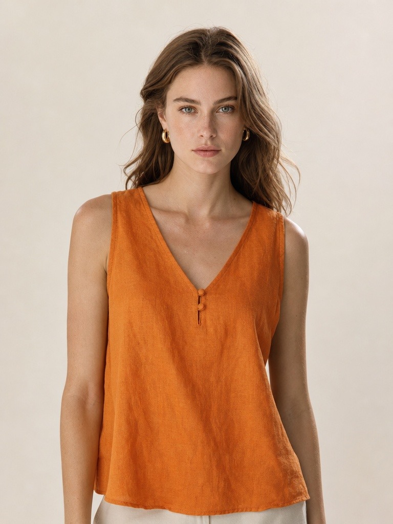 Mayorista IT FASHION MODA - Camiseta sin mangas de lino puro, 50 cm de ancho, 60 cm de largo