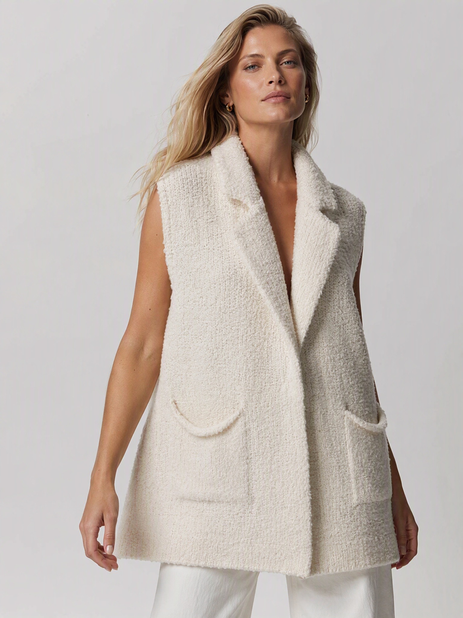 Wholesaler IT FASHION MODA - Women's long bouclé vest in wool and alpaca blend