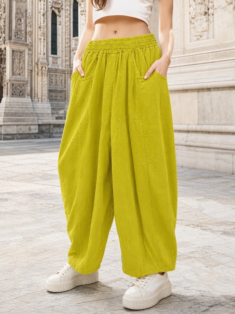 Mayorista IT FASHION MODA - Pantalón de mujer de puro algodón, 95cm de largo, 100cm de ancho