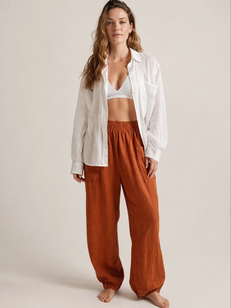 Mayorista IT FASHION MODA - Pantalón de mujer de lino puro, ancho 120 cm, largo 95 cm