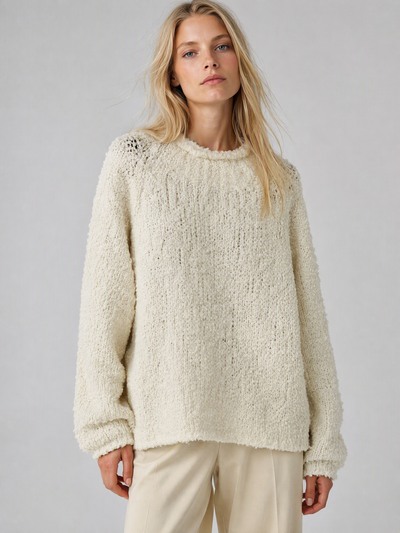 Grossiste IT FASHION MODA - Pull bouclé en mélange de laine et alpaga Grossiste IT FASHION MODA - Pull bouclé en mélange de laine et alpaga