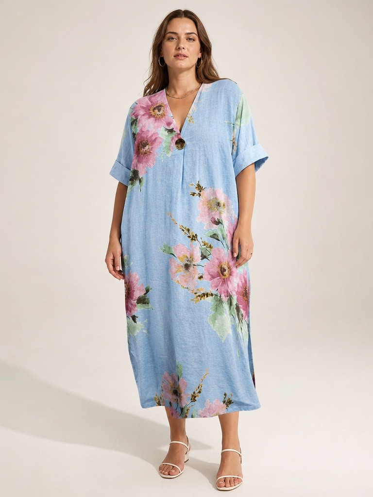 Mayorista IT FASHION MODA - Vestido de mujer de lino puro, ancho 65 cm, largo 115 cm