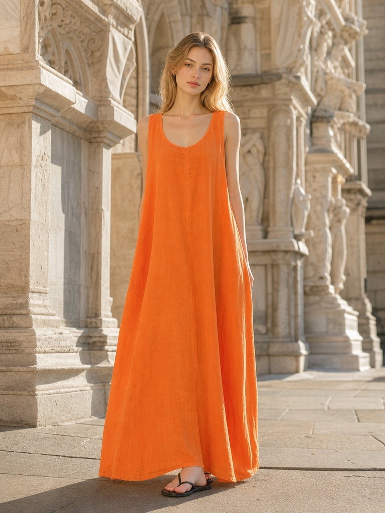 Wholesaler IT FASHION MODA - PURE LINEN DRESS WIDTH 55CM LENGTH 120CM
