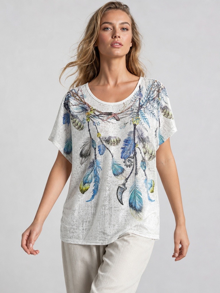 Wholesaler IT FASHION MODA - Patterned blouse with glitter on the design