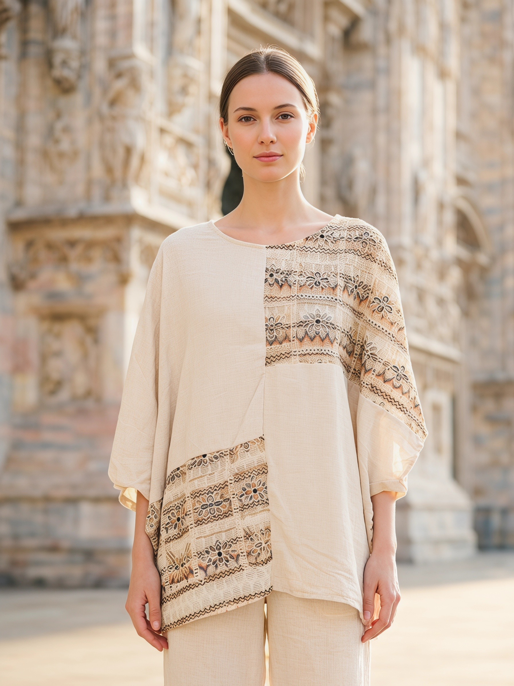 Mayorista IT FASHION MODA - Blusa de mujer de mezcla de lino, 70 cm de ancho, 70 cm de largo