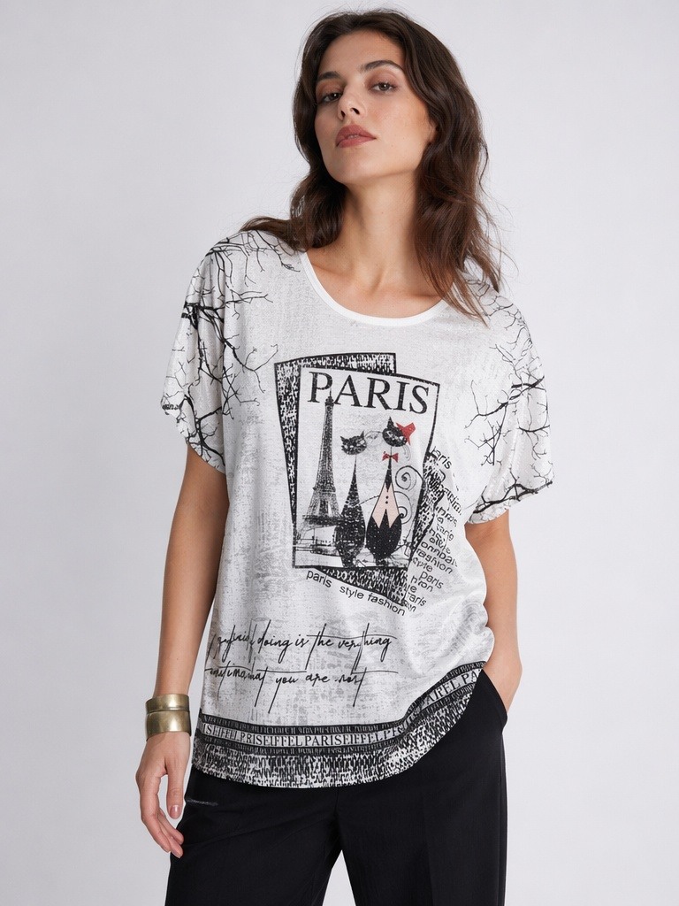 Grossiste IT FASHION MODA - Blouse à motifs avec des paillettes sur le motif