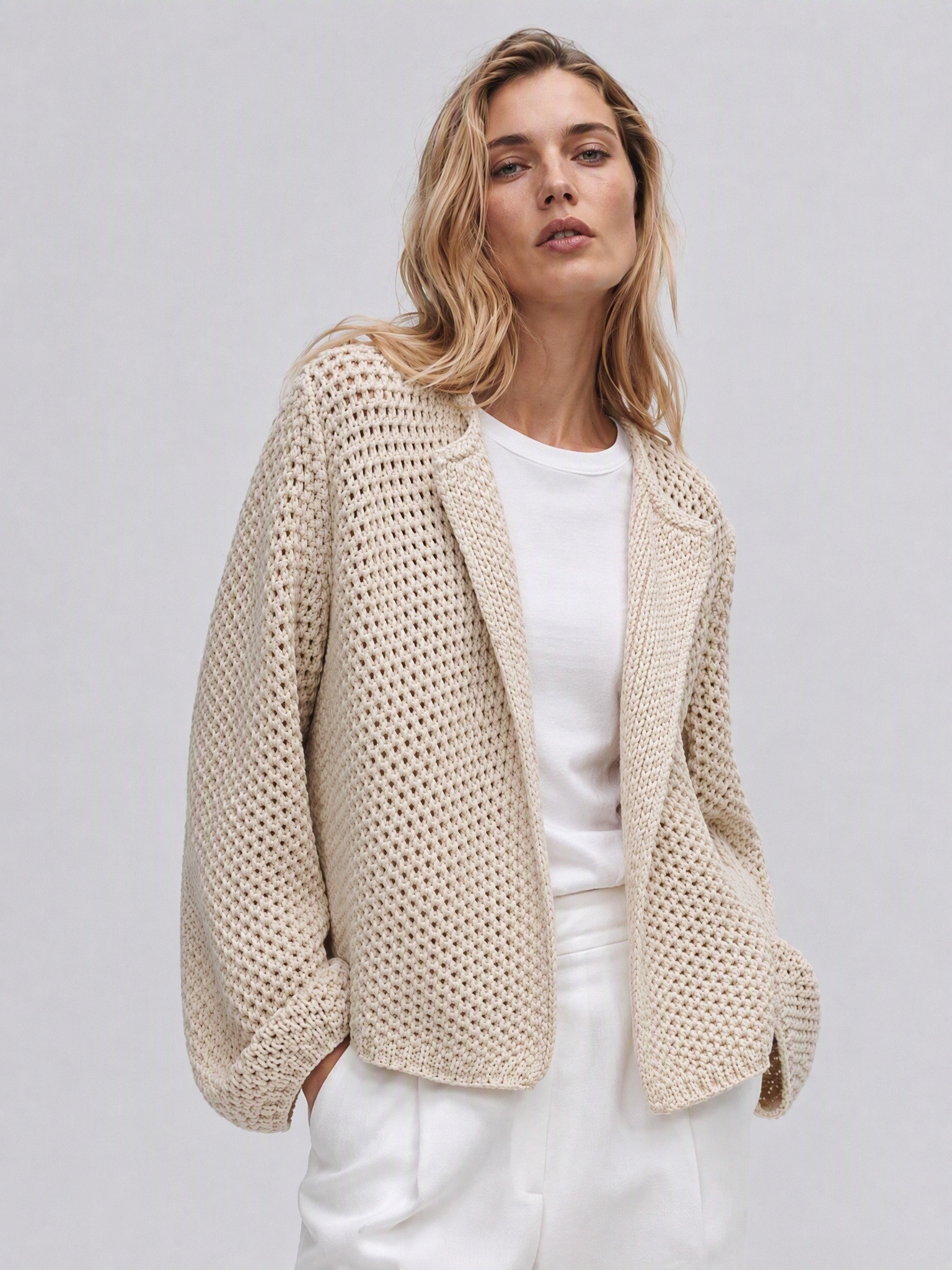 Wholesaler IT FASHION MODA - Women's open bouclé jacket in wool and alpaca blend