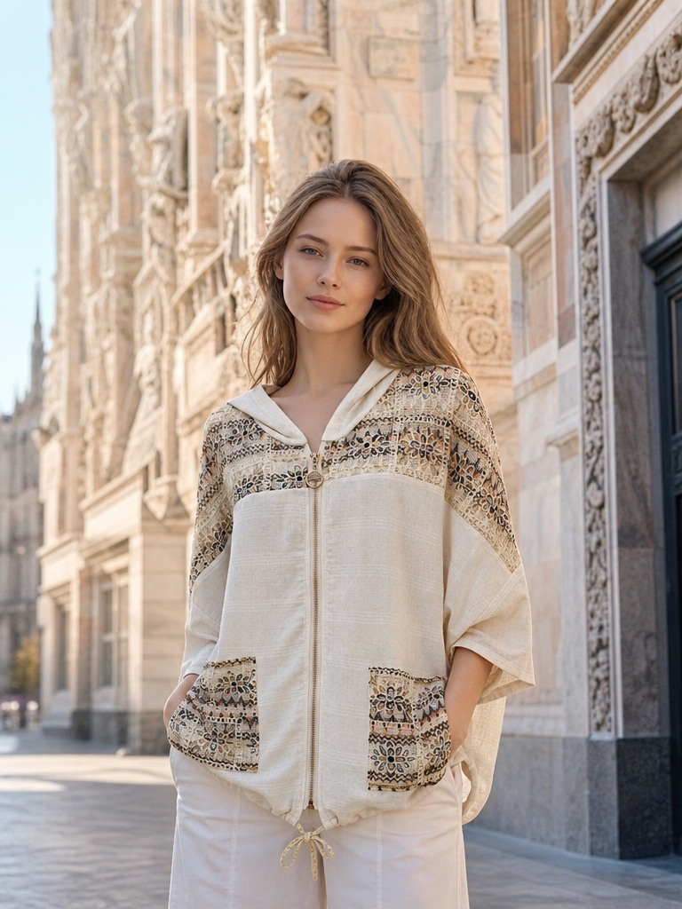 Mayorista IT FASHION MODA - CHAQUETA ANCHA DE MEZCLA DE LINO 65CM LARGO 70CM