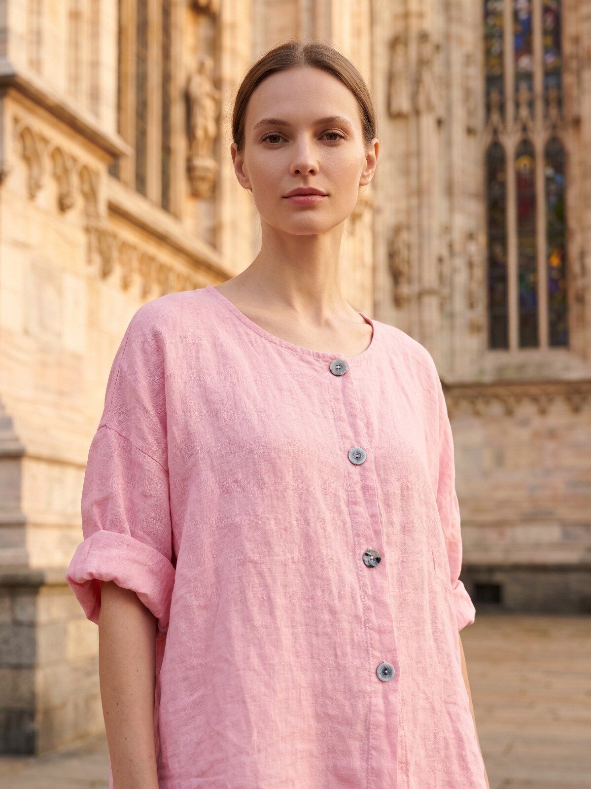 Wholesaler IT FASHION MODA - OPEN LINEN SHIRT LENGTH 60CM MAX WIDTH 60CM