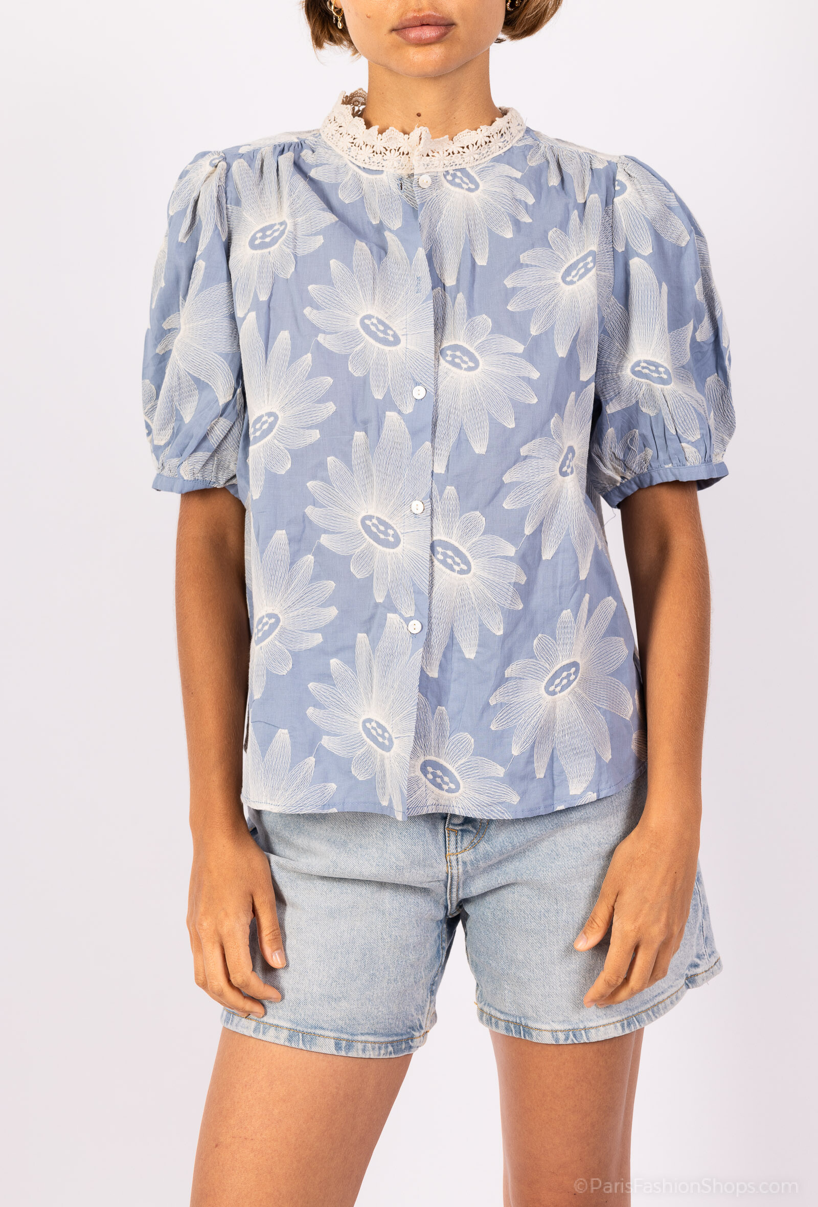 Wholesaler It Hippie - Short-sleeved embroidered blouse