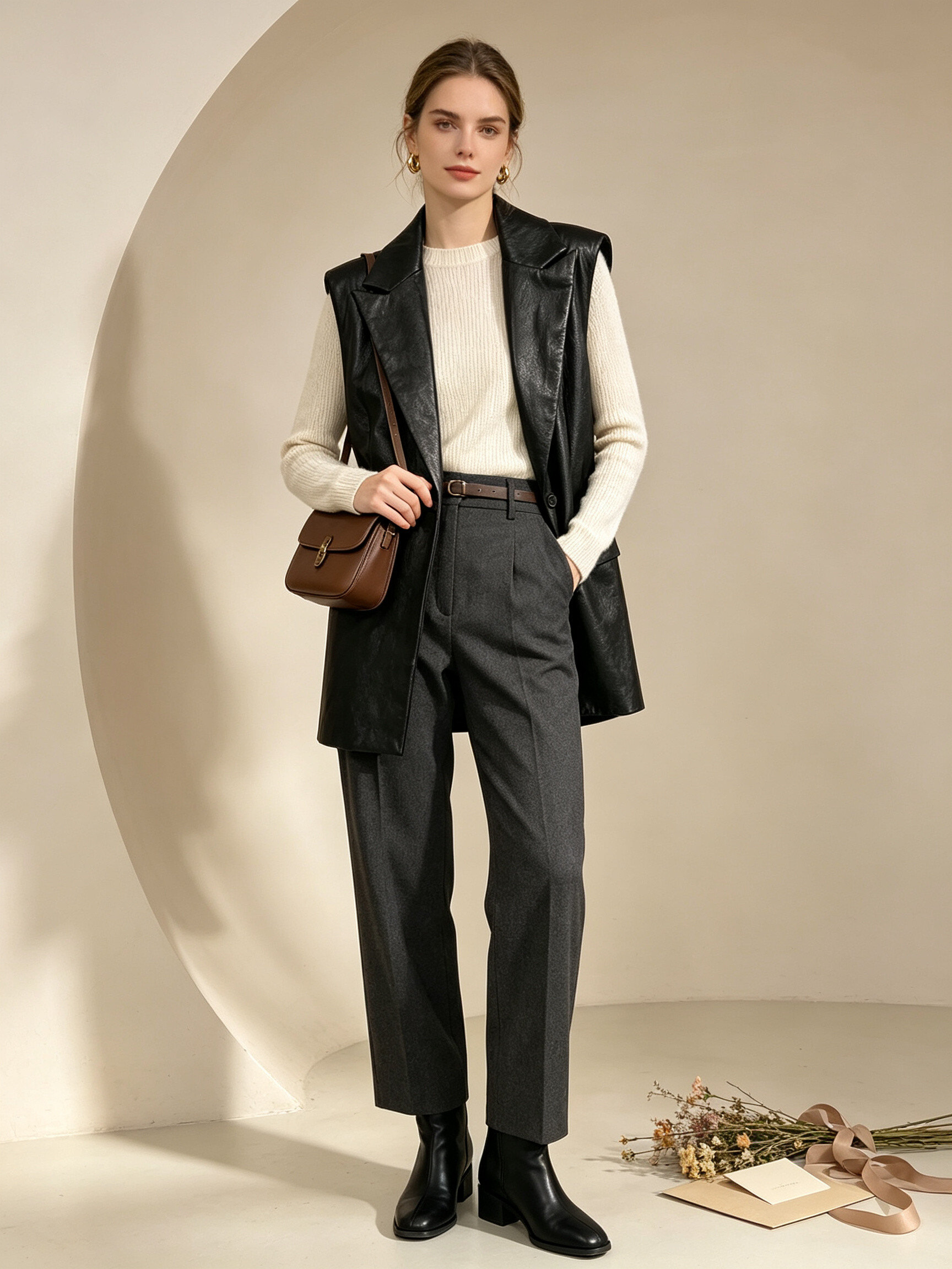 Grossiste IT MODA - Gilet long effet cuir avec ceinture