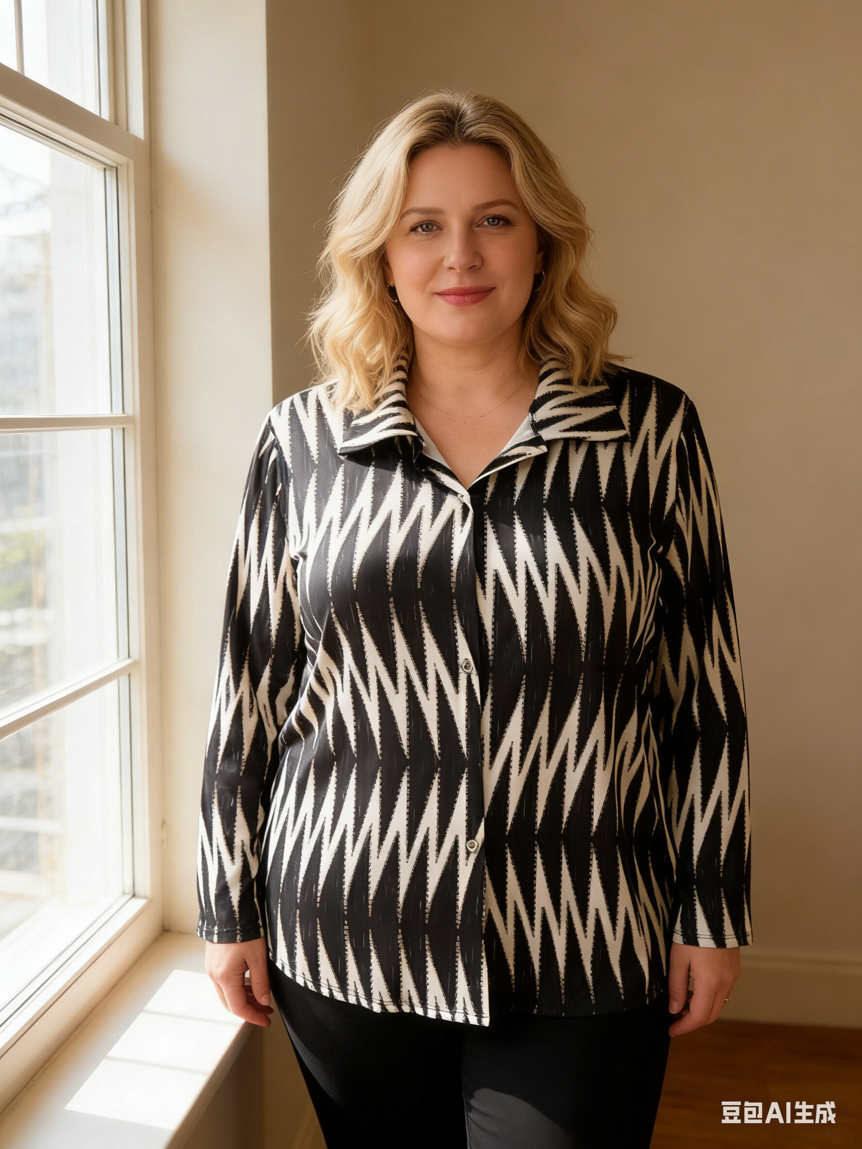 Grossista Italian Style - Camicia a Maniche Lunghe con Stampa e Chiusura a Bottoni
