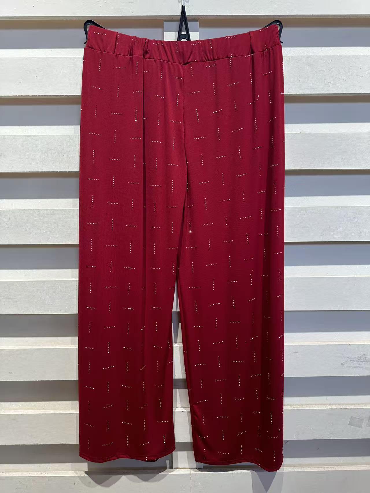 Grossista Italian Style - Pantaloni a Palazzo con Prezioso Decoro in Strass e Vita Elasticizzata