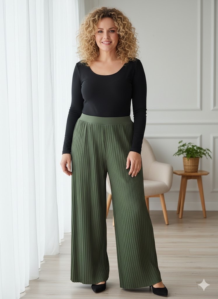 Grossiste Italian Style - Pantalon plissé palazzo avec taille élastique