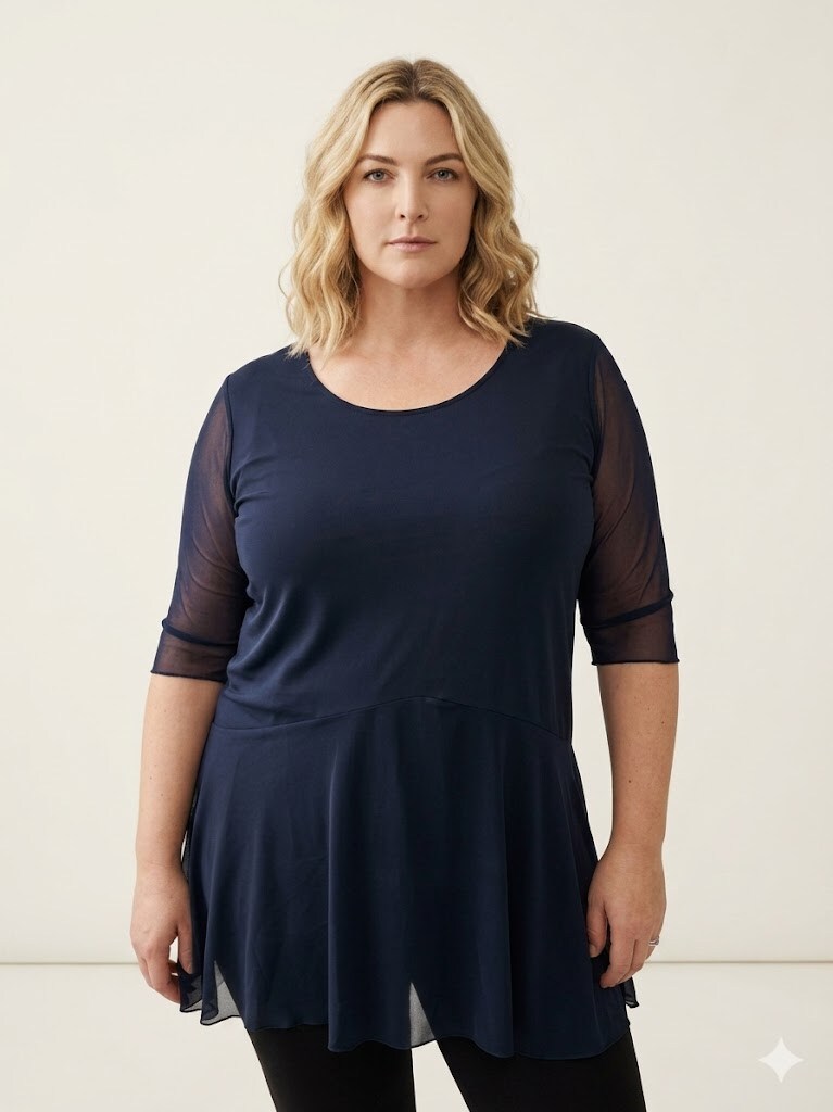 Wholesaler Italian Style - TULLE DRESS WITH ROUND NECKLINE AND LINING THREE-QUARTER SLEEVES