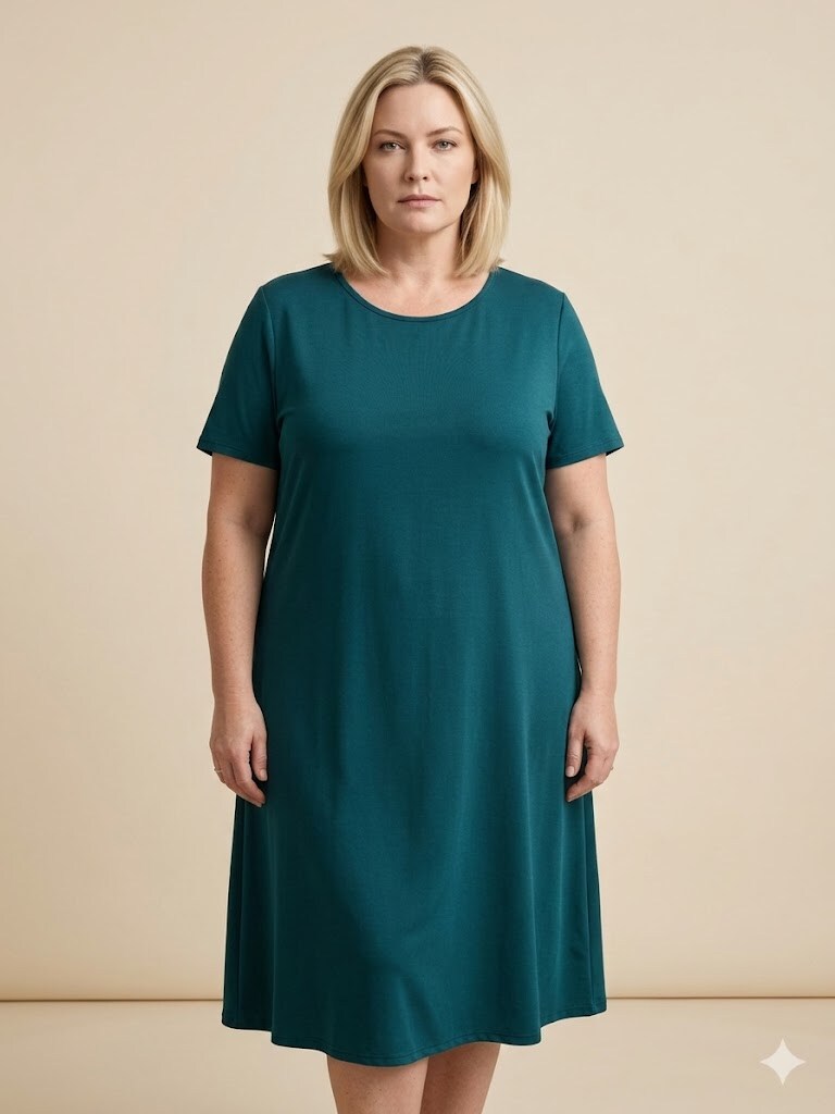 Wholesaler Italian Style - Long dress with short sleeves and crew neck