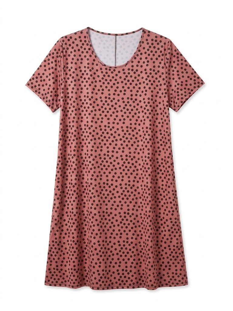 Wholesaler Italian Style - Long dress with short sleeves and round neck Polka dot pattern