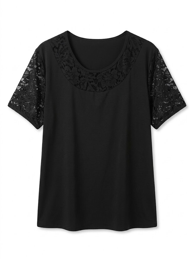 Wholesaler Italian Style - CREW NECK LACE SHORT SLEEVE T-SHIRT
