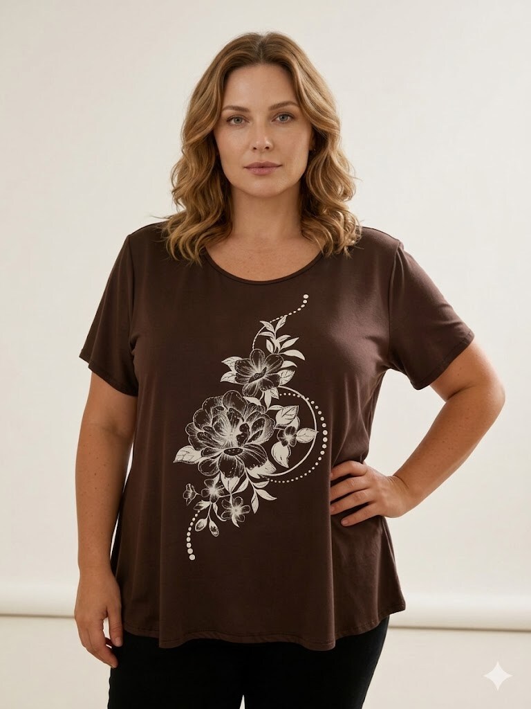Wholesaler Italian Style - SHORT SLEEVE CREW NECK T-SHIRT WITH FLORAL PRINT