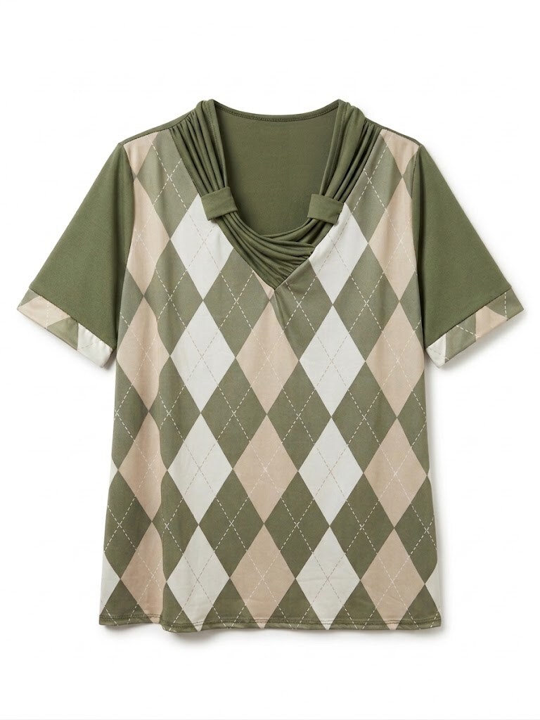 Wholesaler Italian Style - Short sleeve T-shirt Artistic pattern V-neck