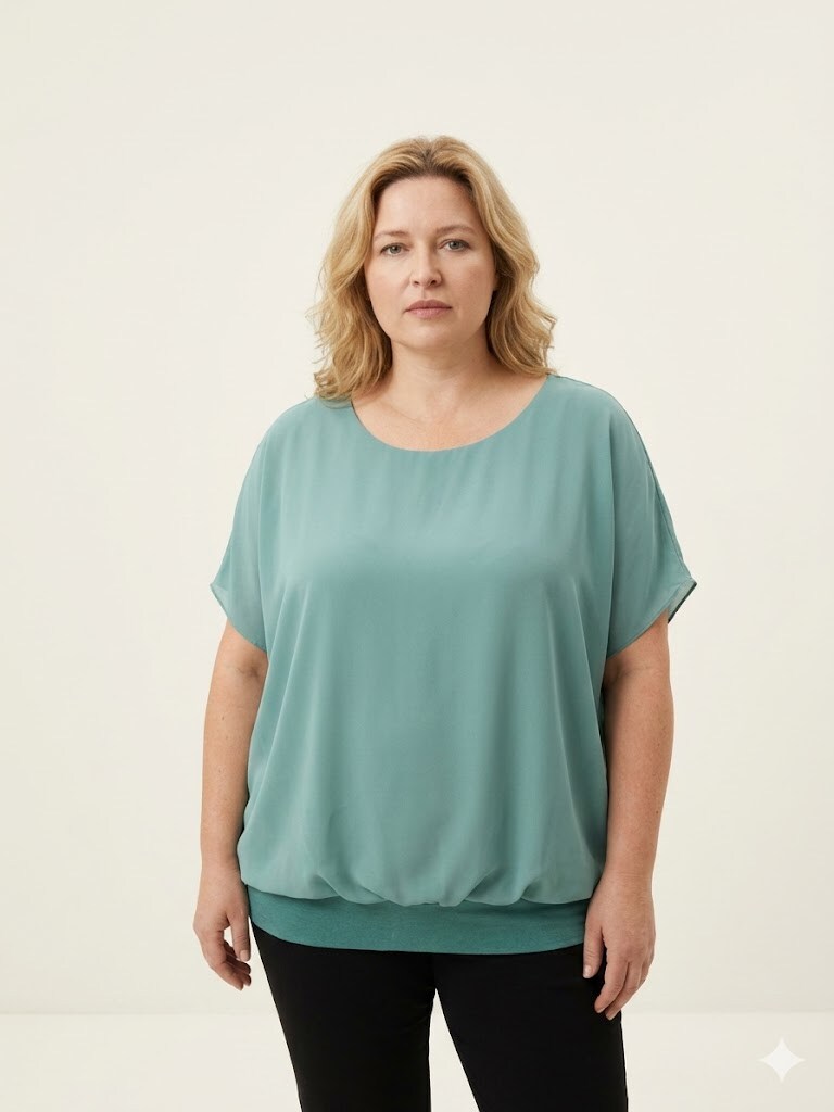Wholesaler Italian Style - CHIFFON SHORT SLEEVE CREW NECK T-SHIRT
