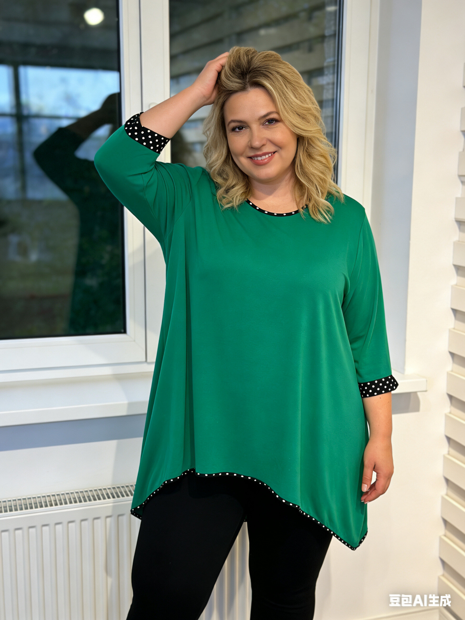 Grossiste Italian Style - Maxi Tunique Fluide avec Bords Contrastés et Coupe Évasée