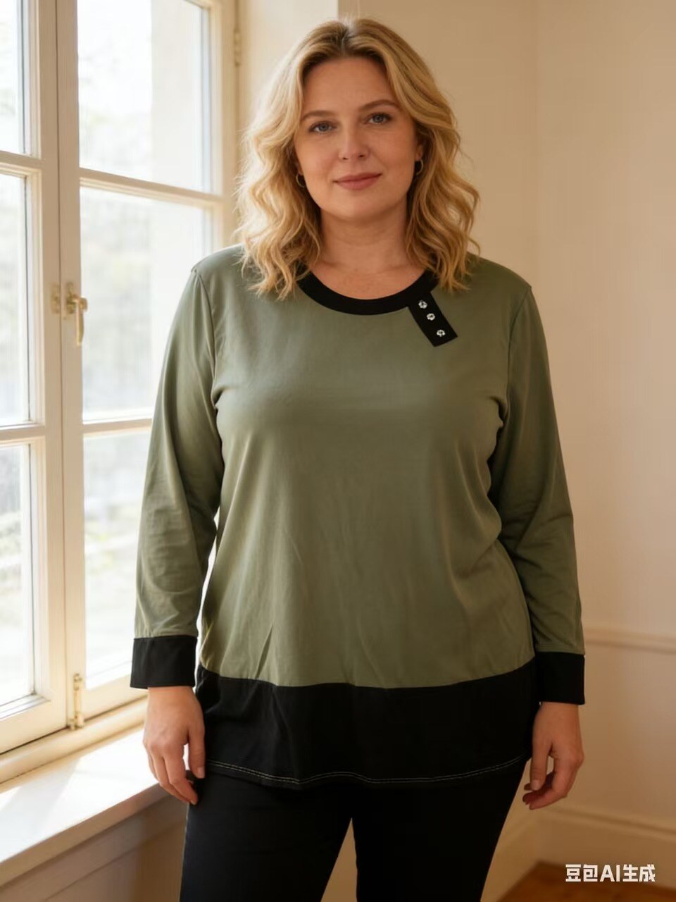 Grossista Italian Style - Blusa girocollo oversize maniche lunghe