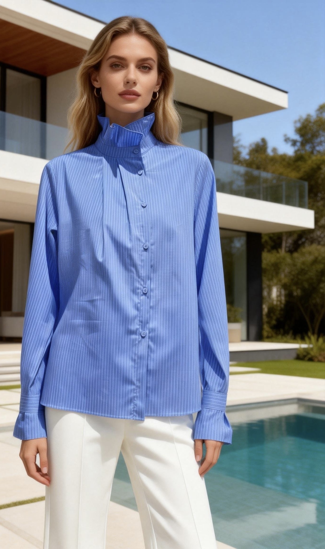 Jupe Balançoire Femme IVIVI Taille L - Beige Rayé - Bouton Devant - Très Bon état