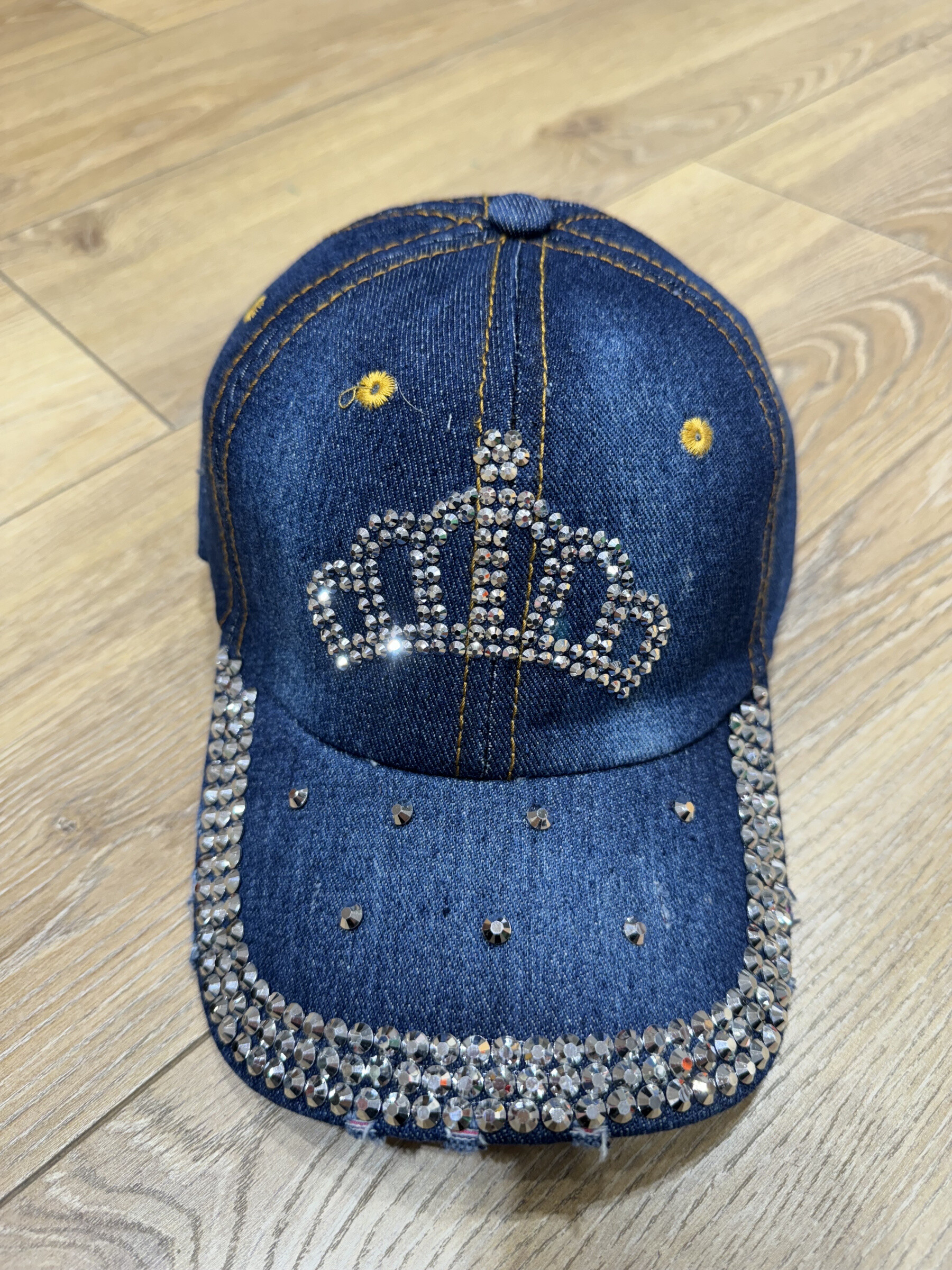 casquette en tissu jeans, brillance diamant