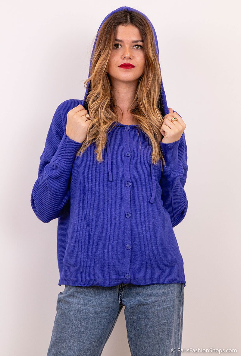 Wholesaler J&D Fashion - Hooded buttoned ribbed knit cardigan