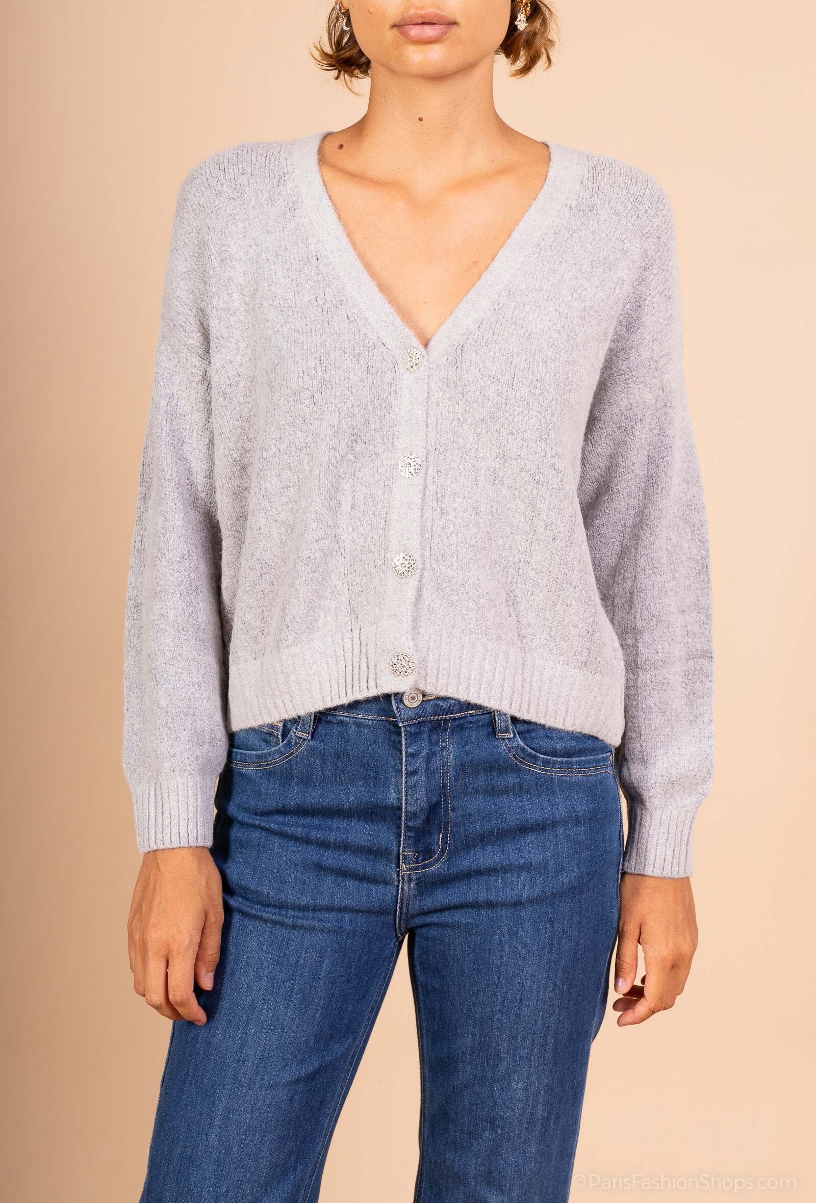 Wholesaler J&D Fashion - CARDIGAN SWEATER WITH SHINY BUTTON