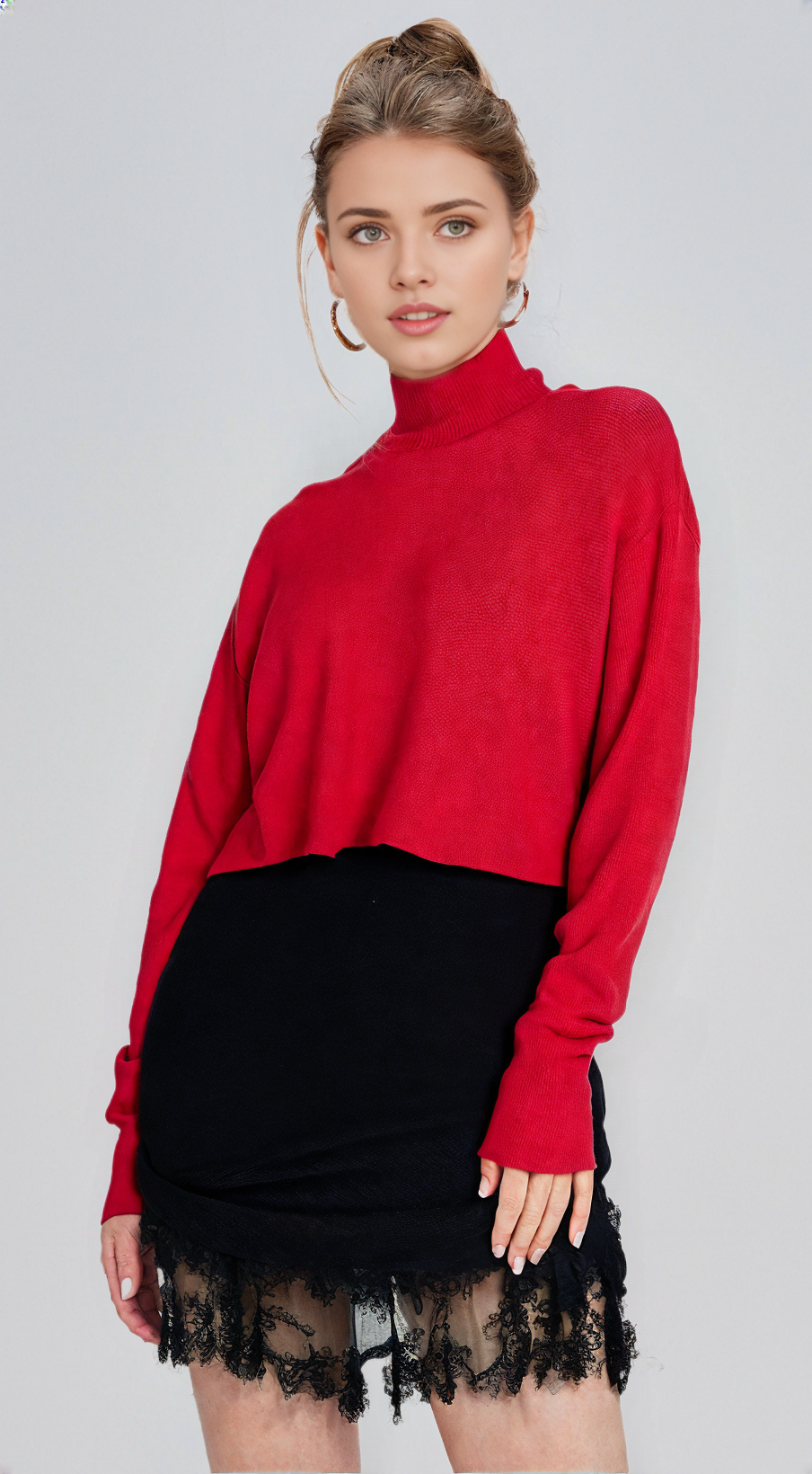 Wholesaler J&D Fashion - Cropped jumper with mock neck