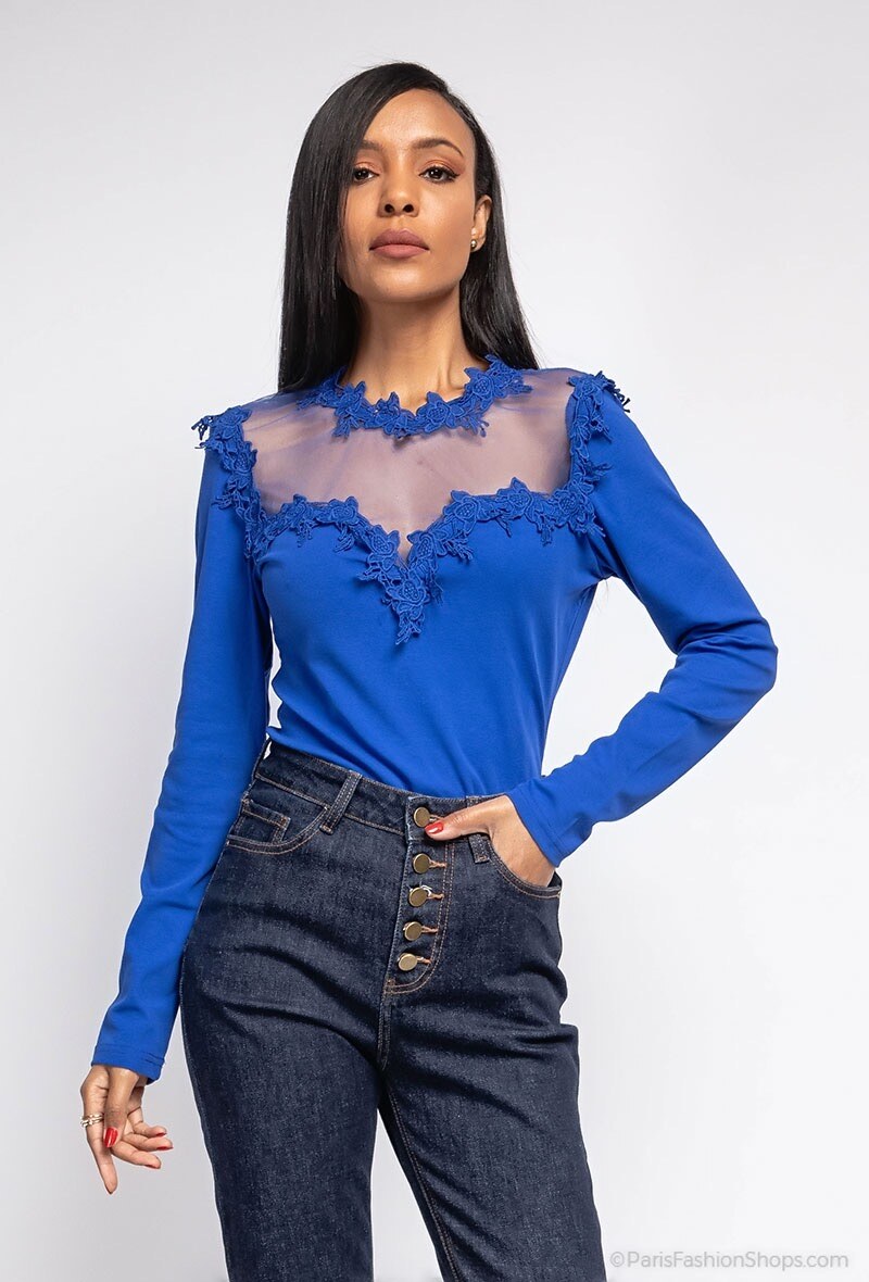 Großhändler J&H Fashion - Langarm-Body aus Baumwolle mit bestickten Details