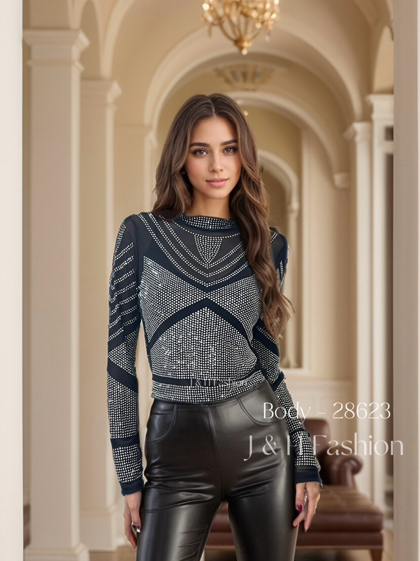 Wholesaler J&H Fashion - Distinguished cotton t-shirt with rhinestones for end-of-year party, elegant chic