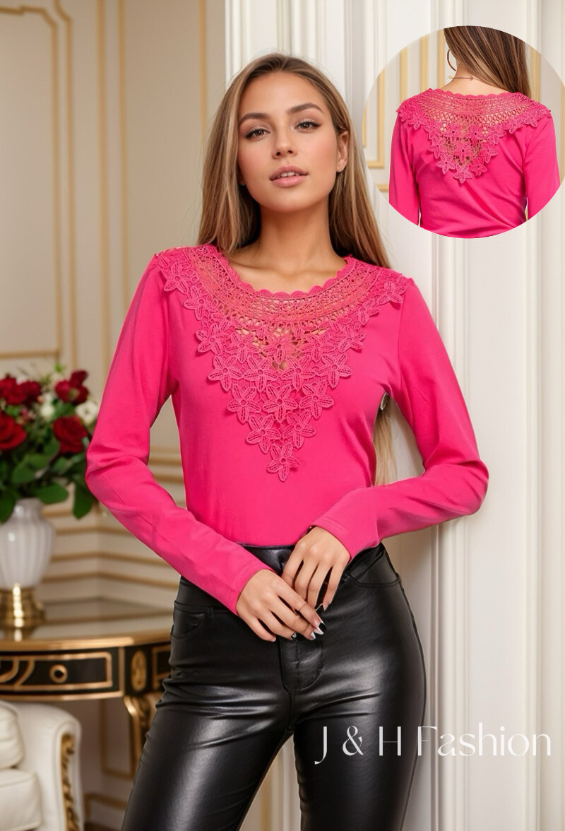 Wholesaler J&H Fashion - V-neck cotton bodysuit with feminine and elegant lace