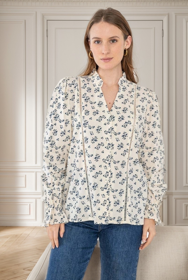 Grossiste J&H Fashion - Chemise en coton imprimé fleuri avec broderie