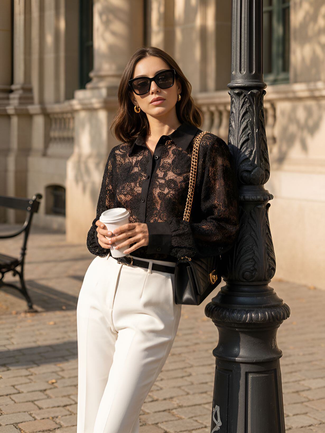 Mayorista J&H Fashion - Camisa elegante de manga larga confeccionada en un delicado encaje con refinados motivos florales.