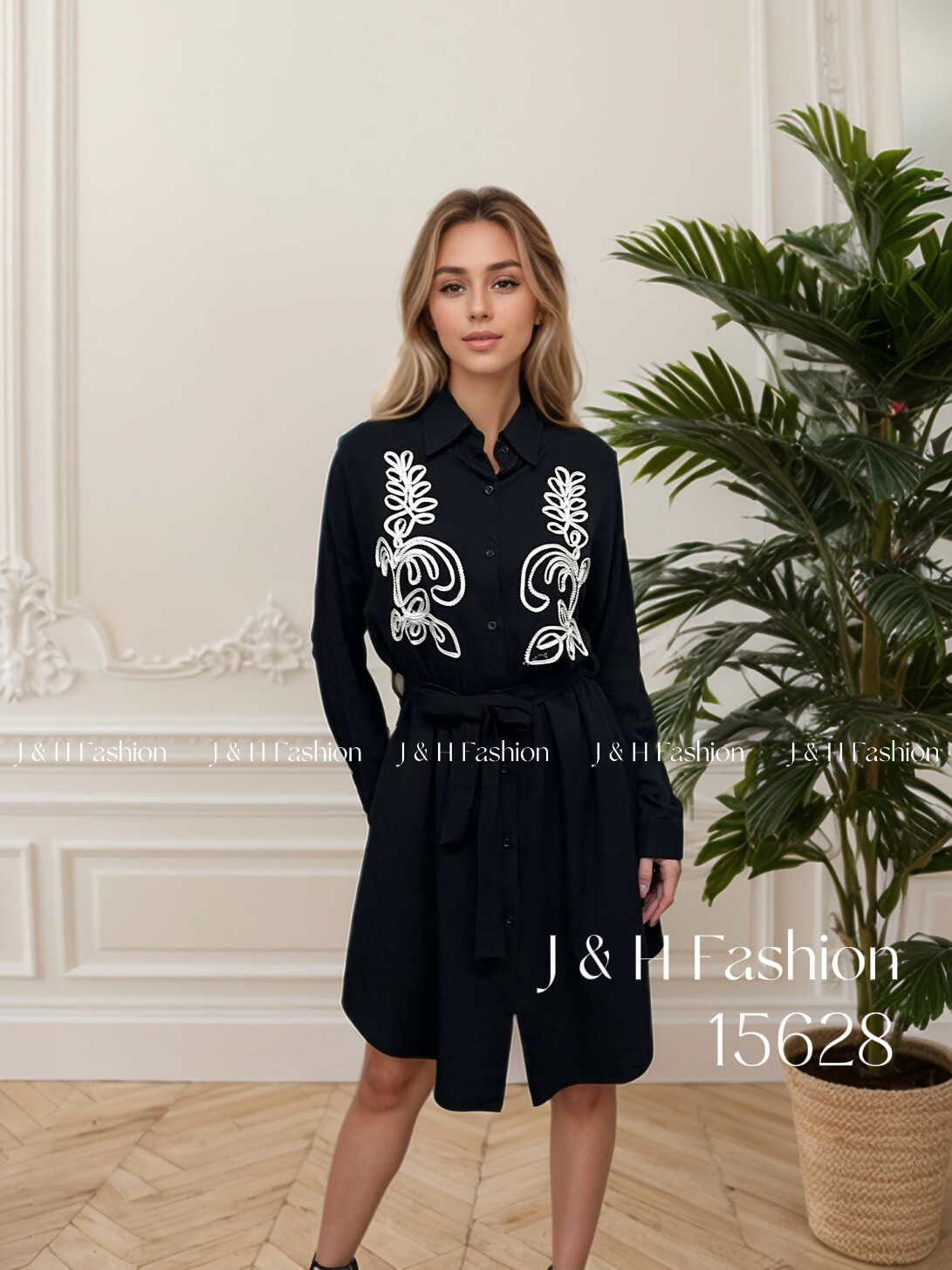Grossiste J&H Fashion - Chemise fluide avec broderie en crochet mi-longue