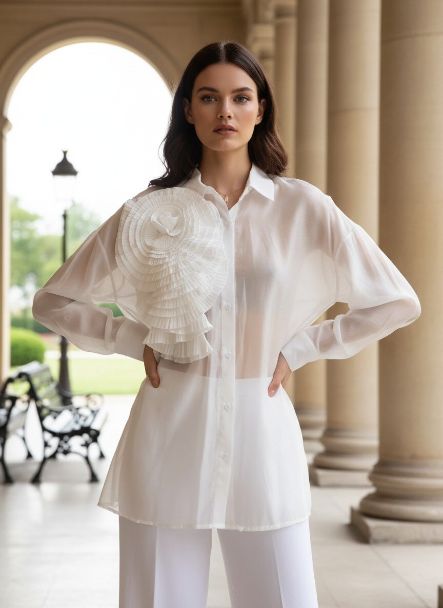 Grossista J&H Fashion - Camicia a maniche lunghe con colletto classico e abbottonatura centrale