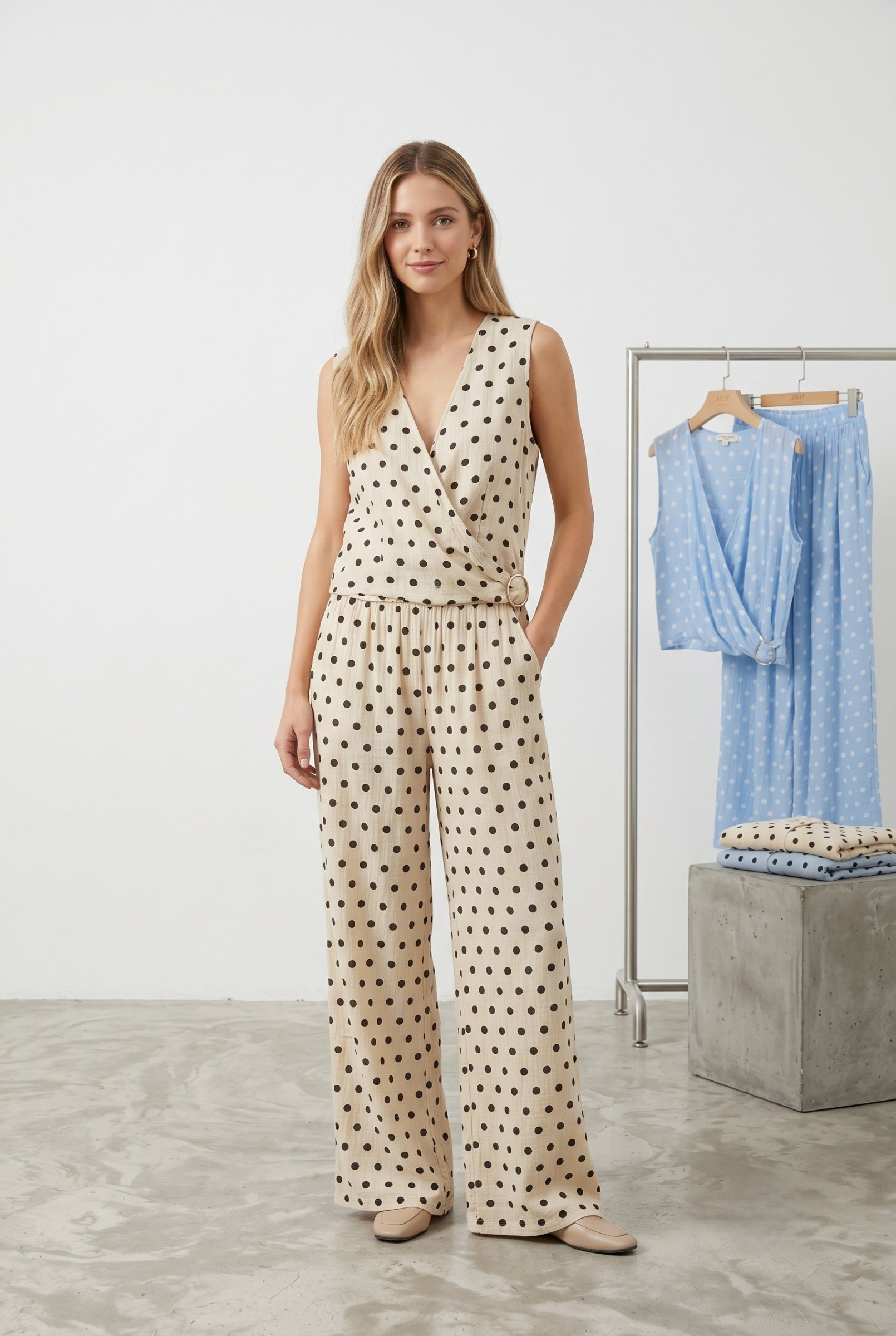Mayorista J&H Fashion - Conjunto de 2 piezas con estampado de lunares de moda