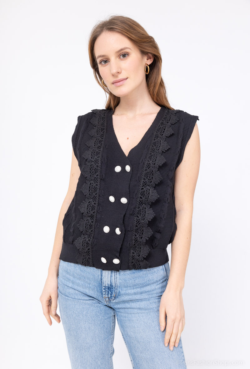 Grossista J&H Fashion - Gilet in maglia di pizzo