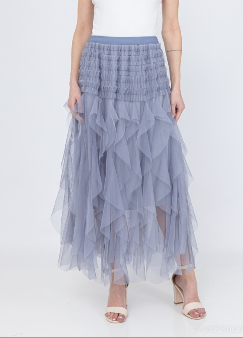 Grossista J&H Fashion - Gonna in tulle a balze con elastico in vita
